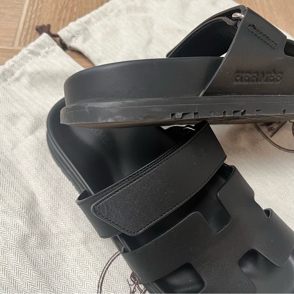 HERMES Chypre Leather Mules in black 35 - Picture 4 of 9